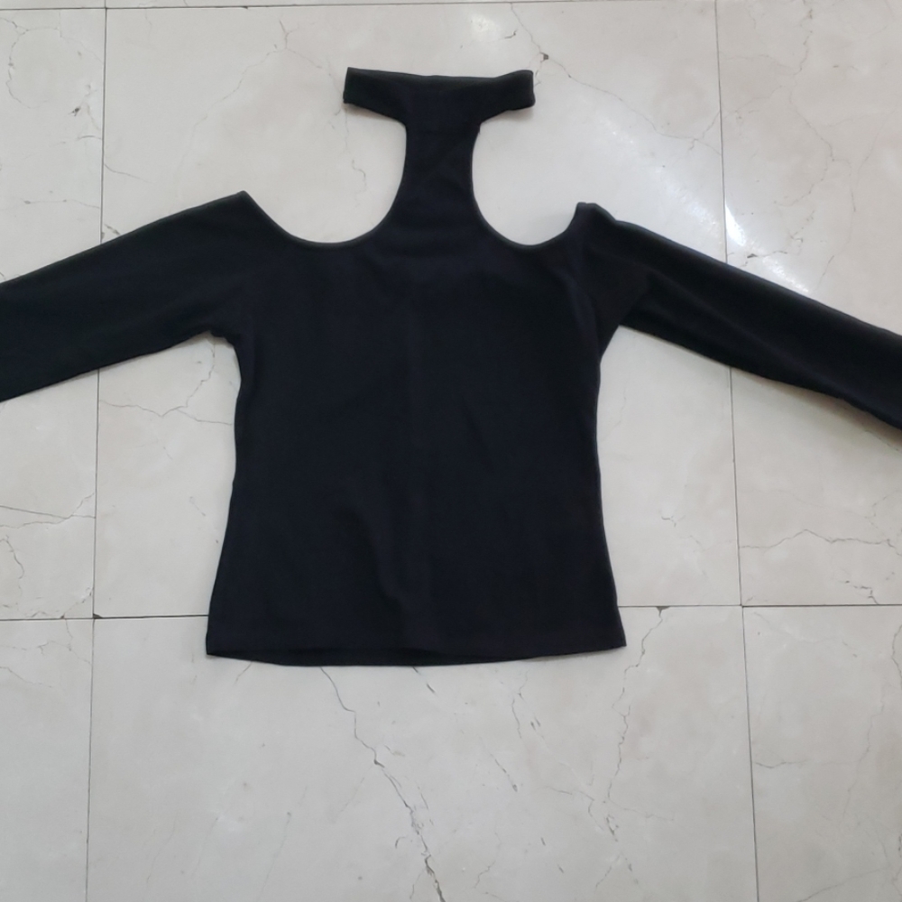 CHERYL CREATIONS JUNIOR'S BLACK COLD SHOULDER TOP